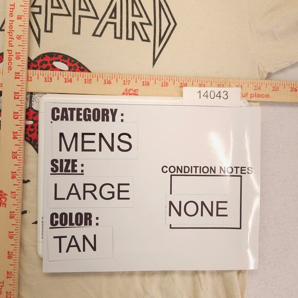 Def Leppard Love Bites Band Graphic Crew Neck Shirt Adult Mens Size Large L Tan - Picture 7 of 9